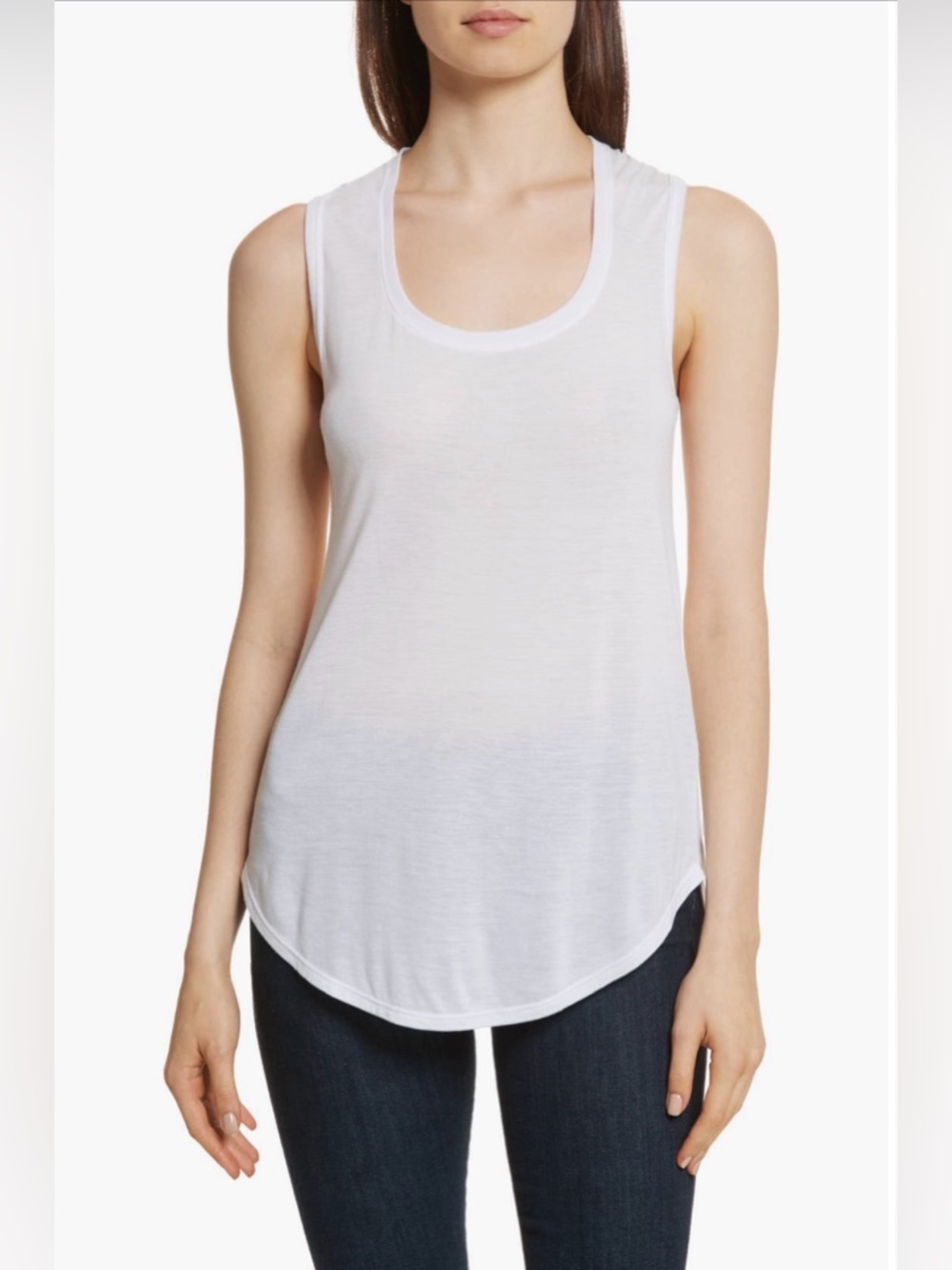 ATM Anthony Thomas Melillo White Scoop Neck Tank Top